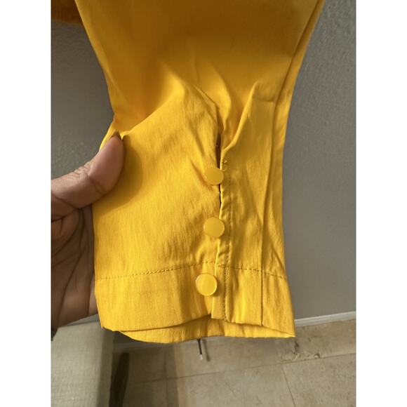 Levi's Yellow Smocked Back Square Neck Long Puff Sleeve Blouse Size XL NWT - Picture 5 of 9